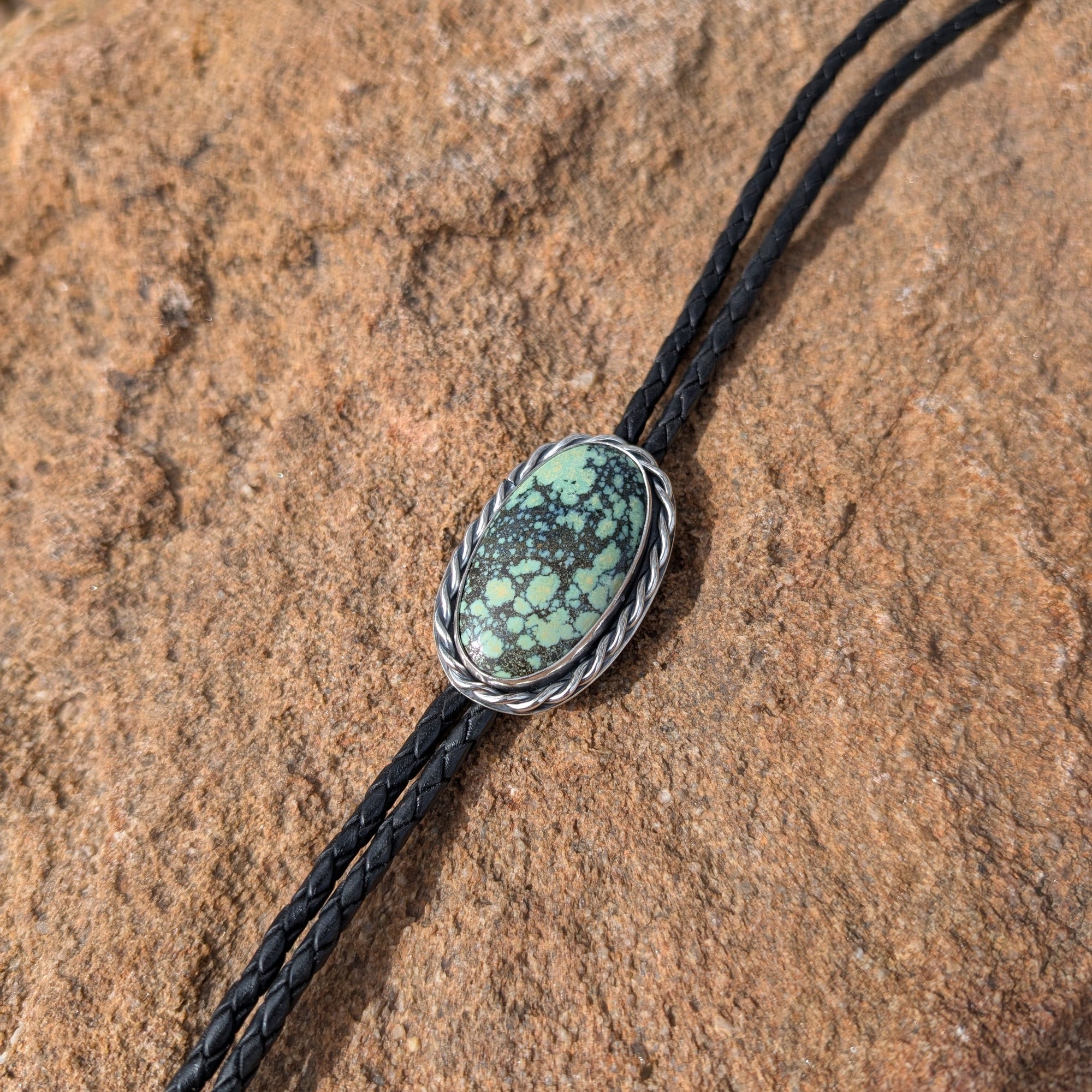 One Seed Designs - Leather bolo with Saguaro Variscite stone