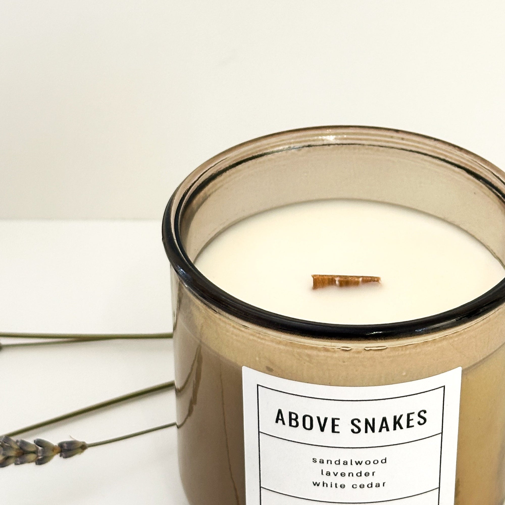 Above Snakes Candle in Sand Recycled Glass