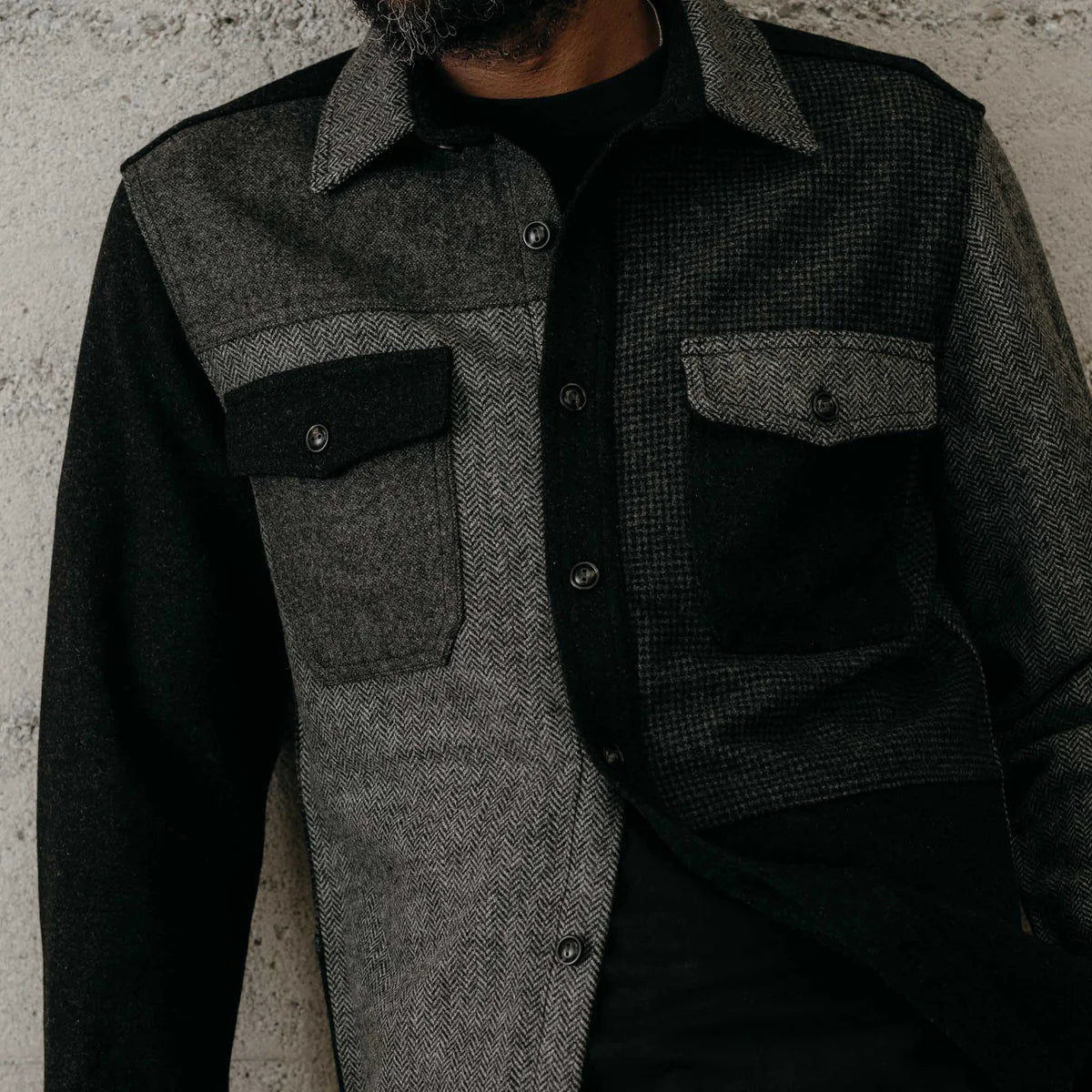 Taylor Stitch - Patchwork Overshirt in Ash Tweed