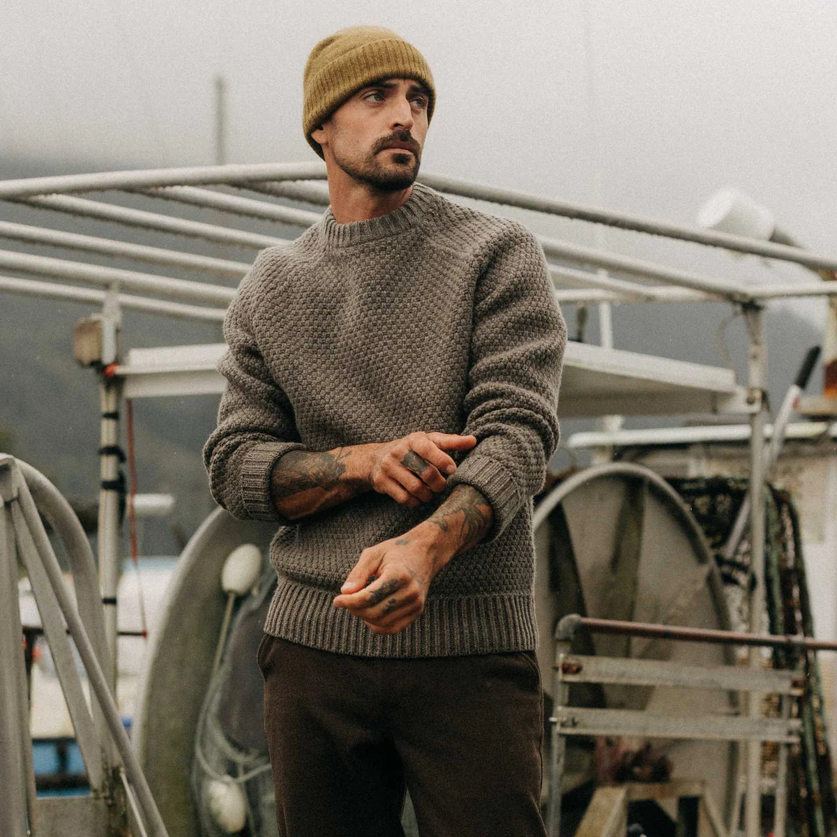 Taylor Stitch - Fisherman Sweater in Taupe Merino