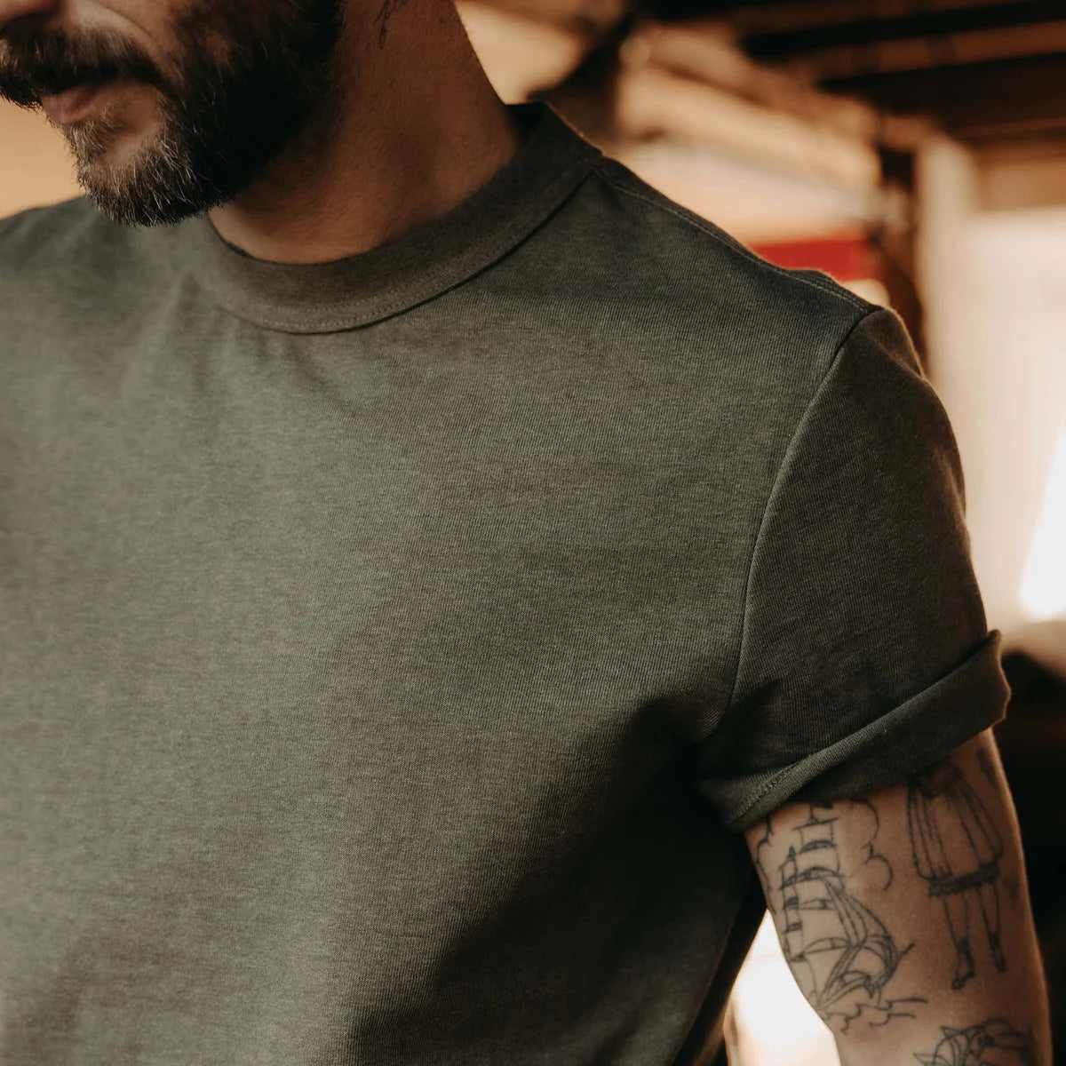 Taylor Stitch - Organic Cotton Shop Tee in Army Twist