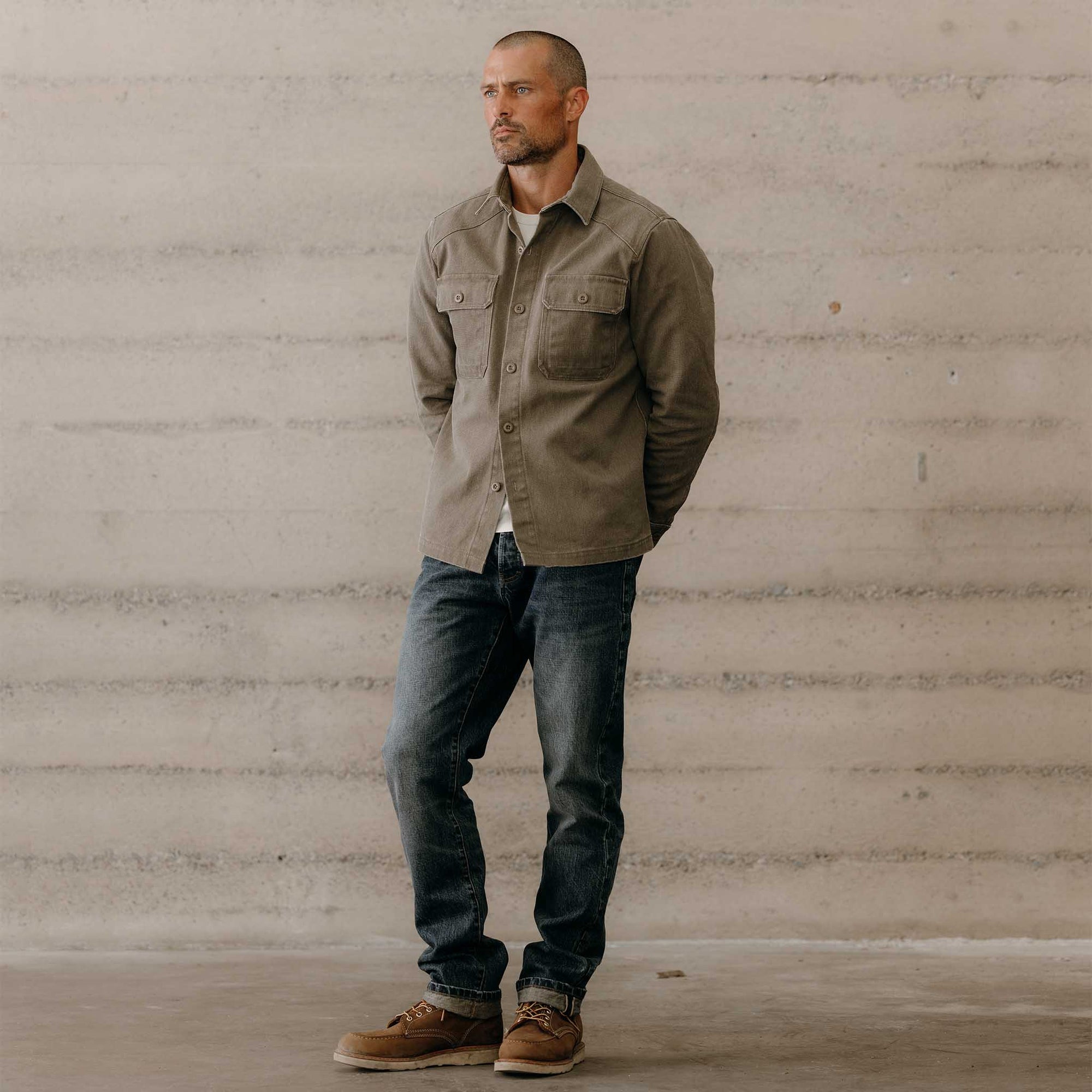 Taylor Stitch - The Shop Shirt in Stone Chipped Canvas