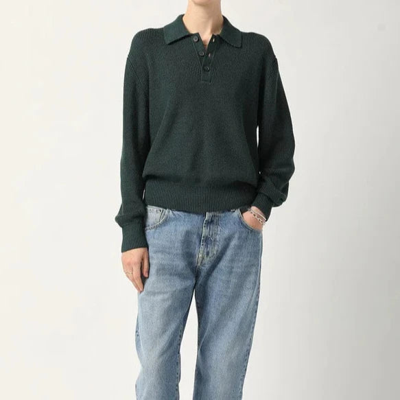 Corridor - Slouchy Polo Sweater in Green